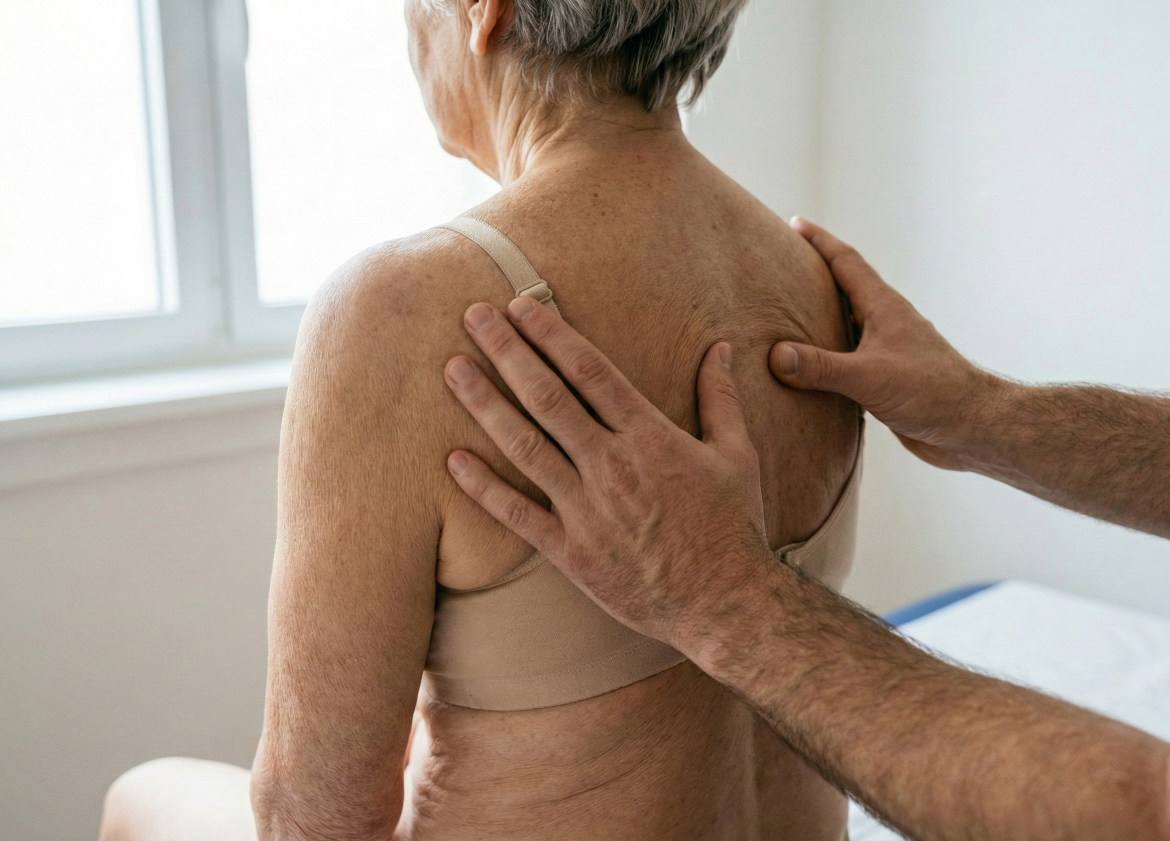 une personne agée est examiné par l'ostéopathe de Talant